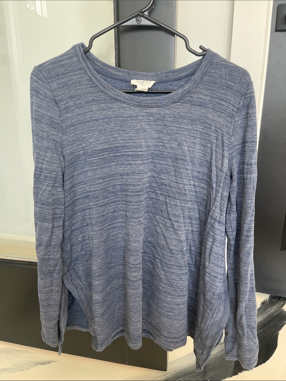 LOFT Heathered Blue Lounge Long Sleeve Top medium